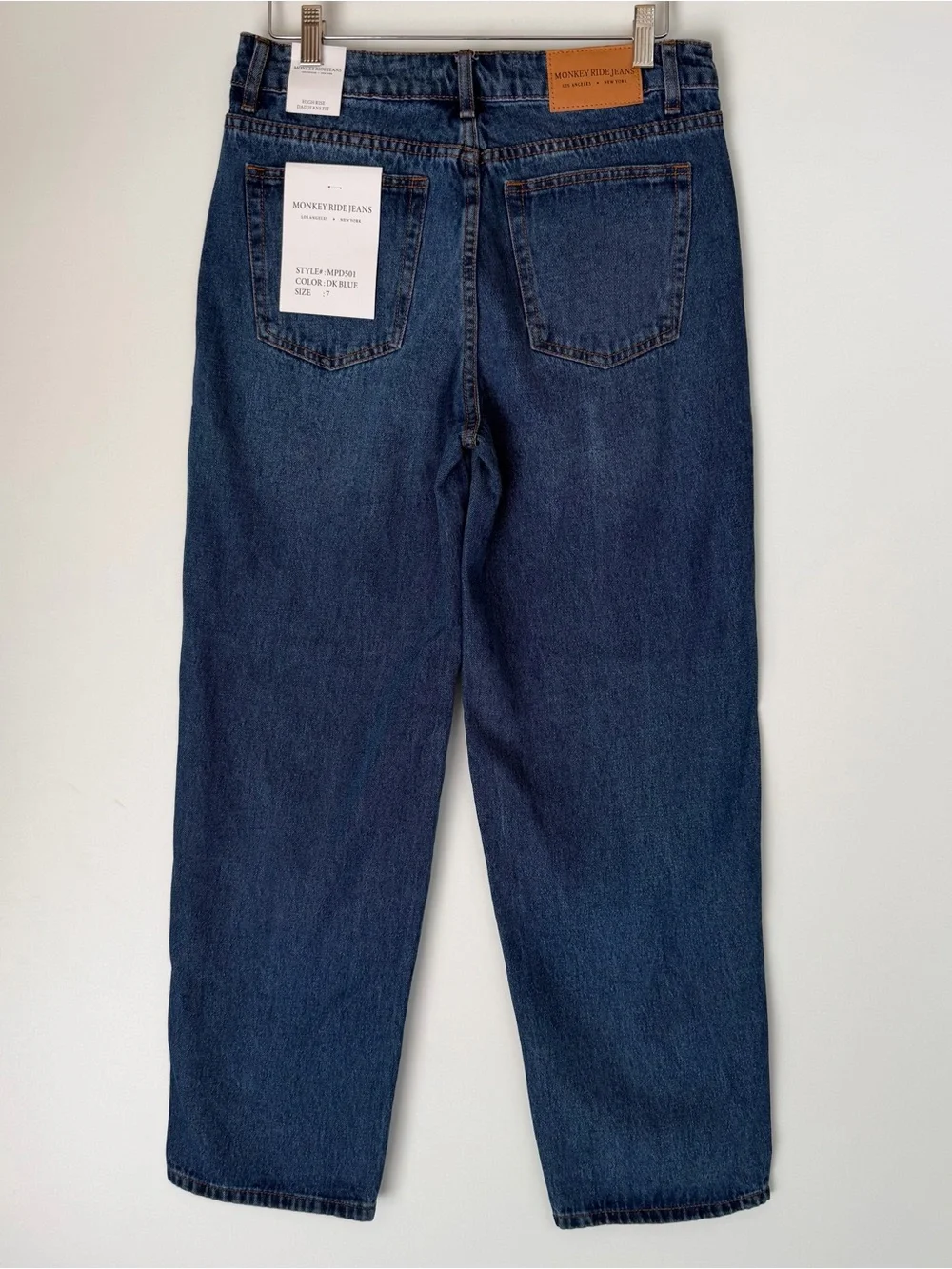 Monkey Ride Jeans Women's High Rise Dad Jeans Dark Wash Straight Leg Denim